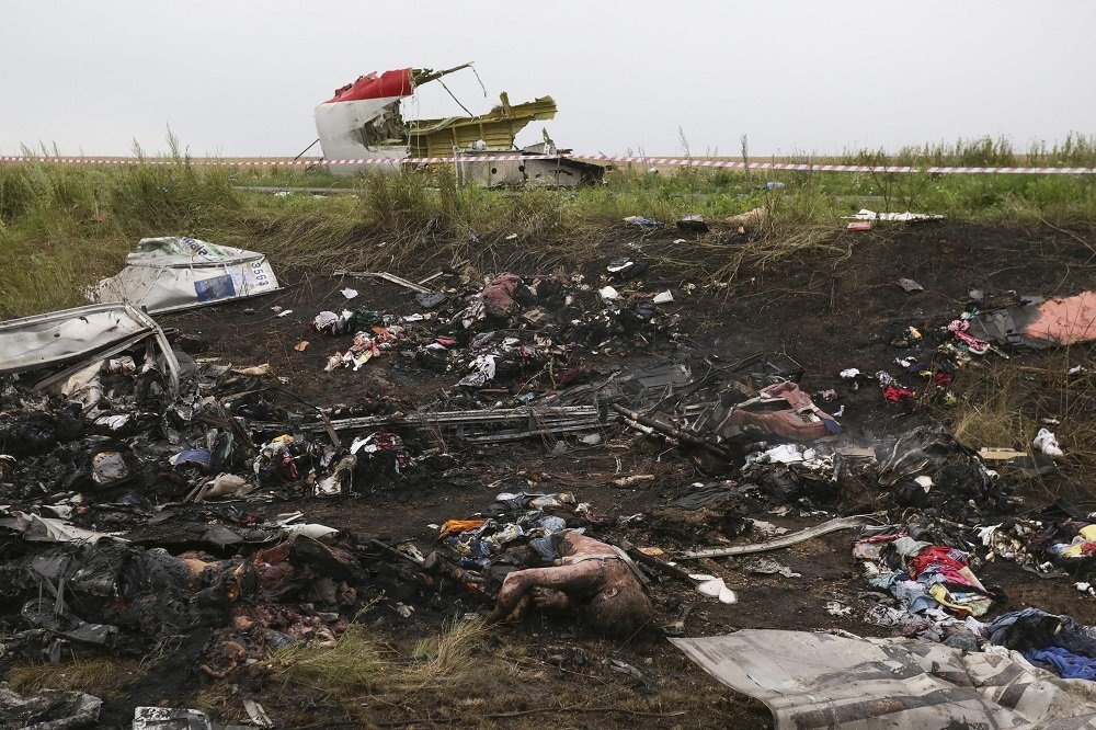 MH17 wreckage on eastern Ukraine