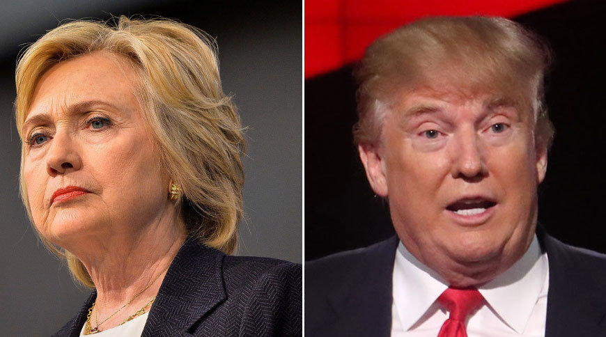 Click to enlarge Democratic U.S. presidential candidate Hillary Clinton, republican U.S.presidential candidate Donald Trump