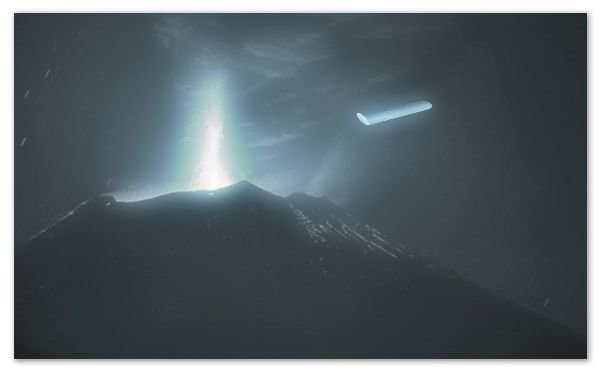 Click to enlarge UFO with volcano