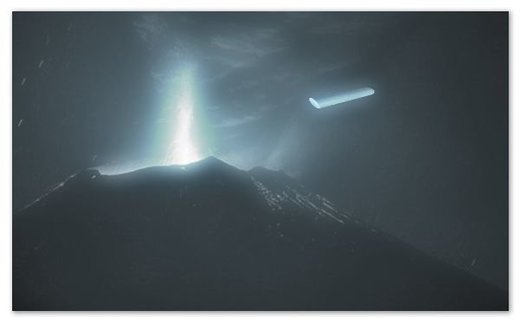 UFO with volcano