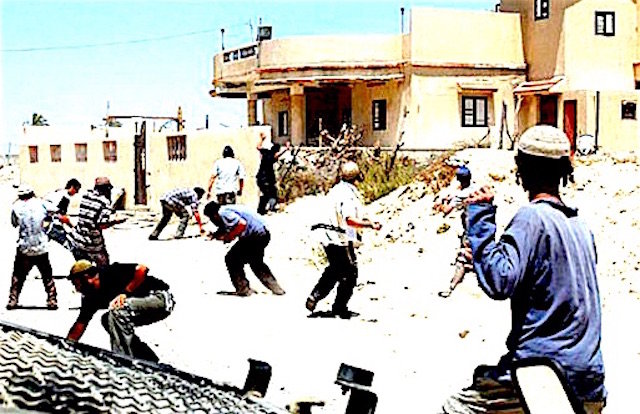 Palestinians throwing rocks