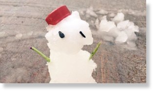 A poor little snowman with a bottle cap for a hat in Inuvik, N.W.T., on July 20.