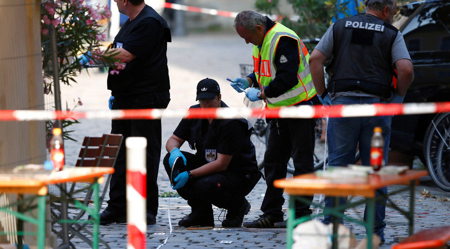 German police at Ansbach attacker scene