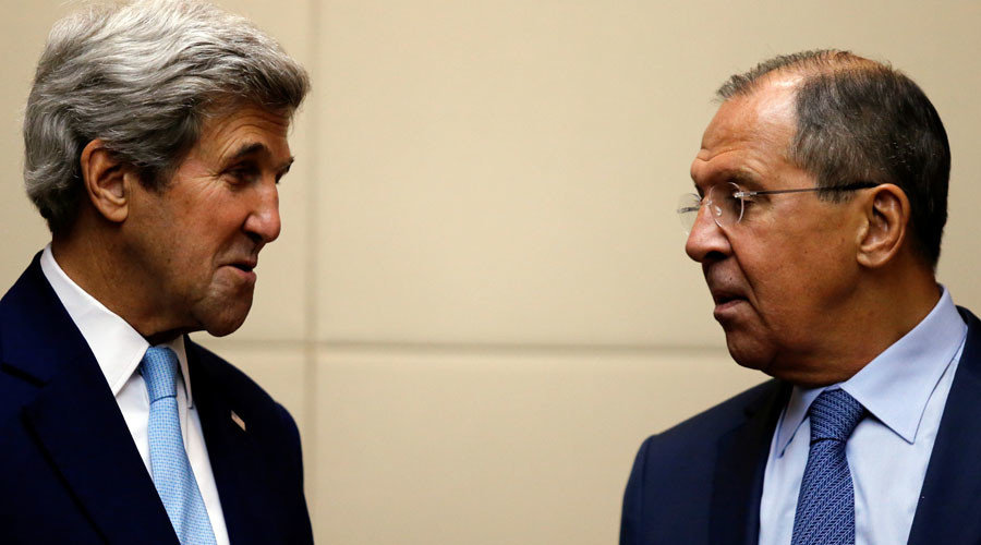 U.S. Secretary of State John Kerry (L) meets Russia's foreign minister Sergey Lavrov
