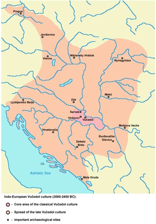 Map Vučedol culture Croatia