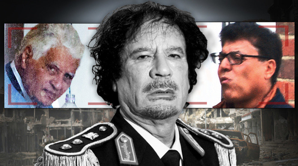 General Ahmed Mahmoud Azwai,Brigadier Guima Elmaarfi, and Muammar al-Qaddafi
