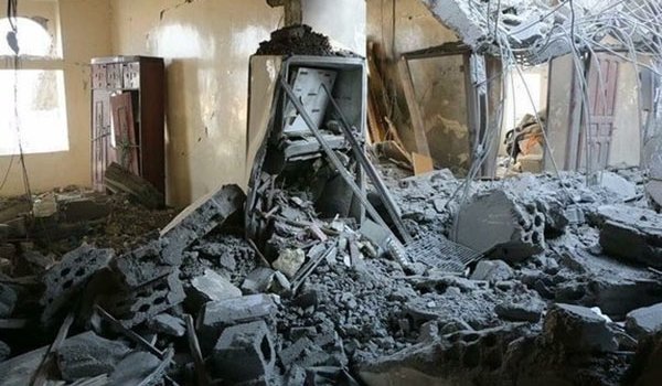 Burned houses in Yemen