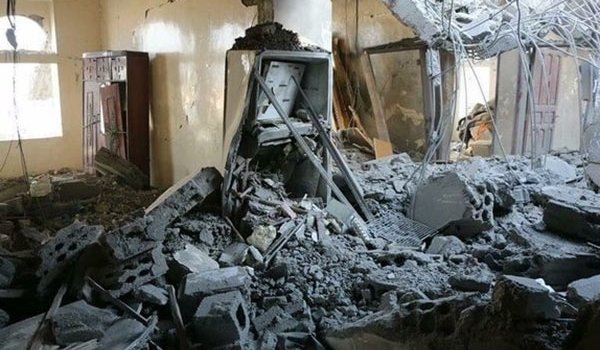 Click to enlarge Burned houses in Yemen