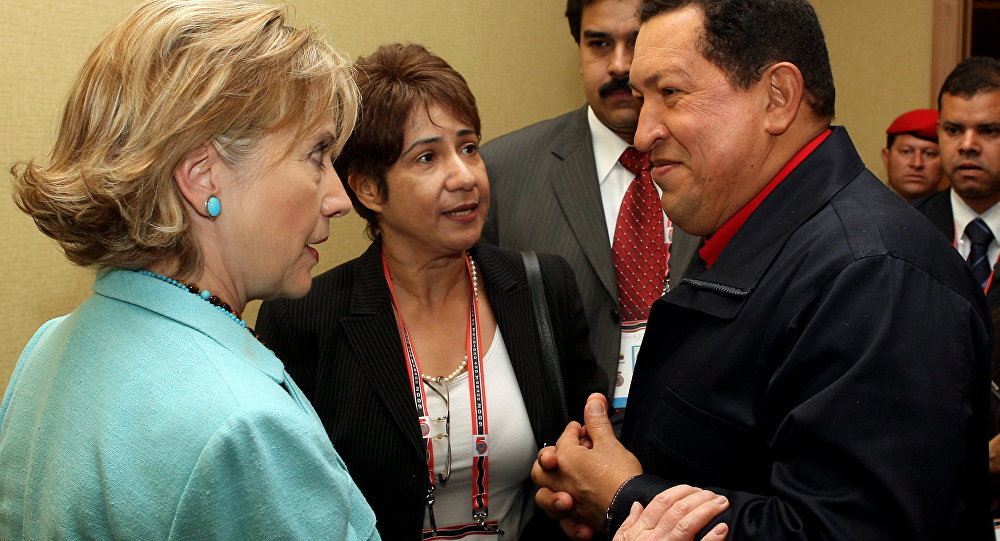 Click to enlarge Hillary Clinton with Hugo Chavez