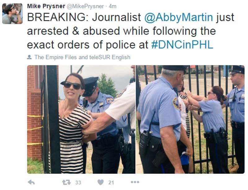 Abby Martin arrest DNC