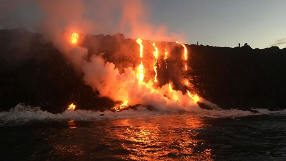 Kilauea Volcano lava flow into ocean