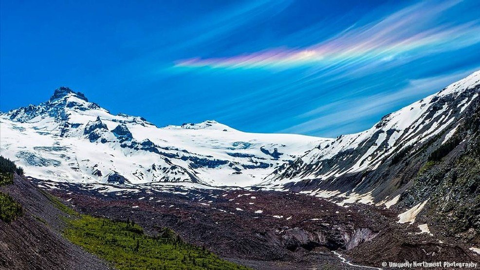Mt. Rainier fire rainbow