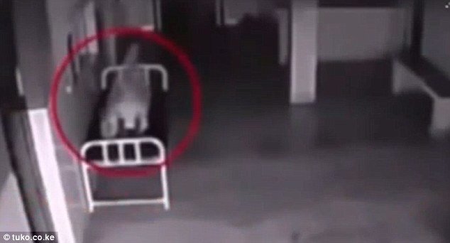 A spooky body-like spectre seems to emerge from off the bed