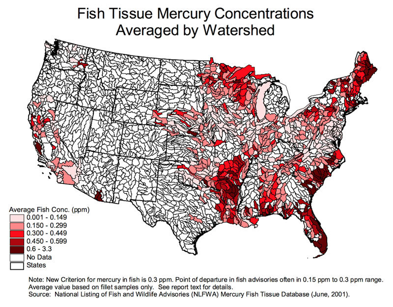 Click to enlarge Murcury levels US map