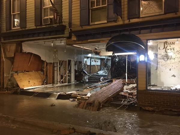 Damage from flooding is seen in Ellicott City, West of Baltimore. Just over 6 inches of rain was recorded in the area Saturday.