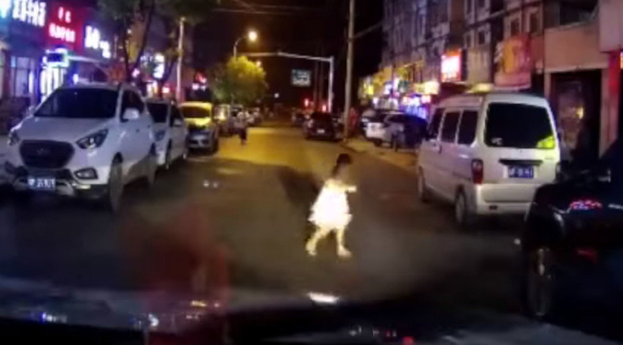 girl in china gets hit by car
