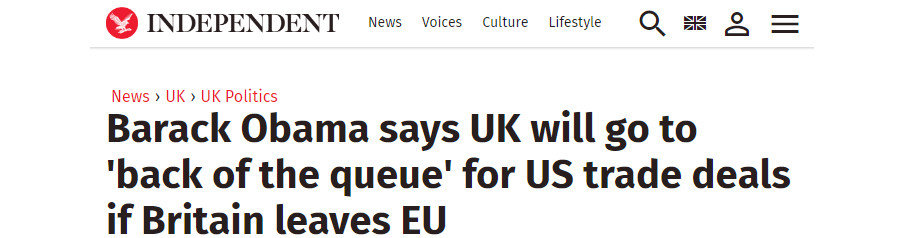 The Independent Obama headline