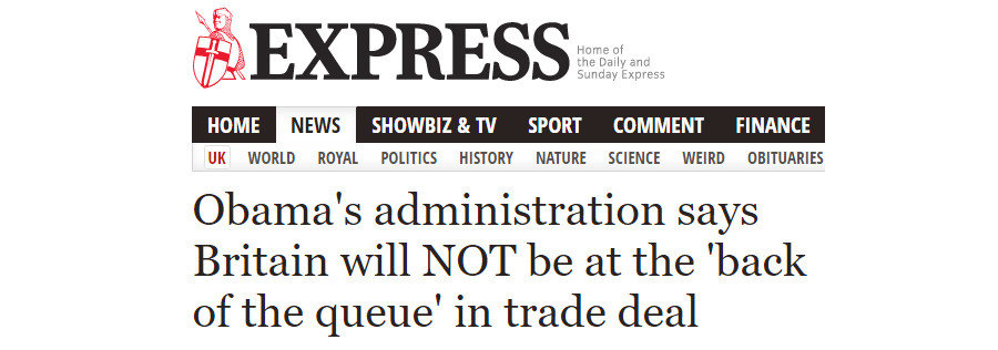 Express Obama headline