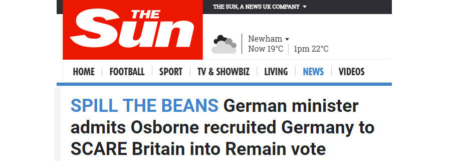 The Sun Schauble headline