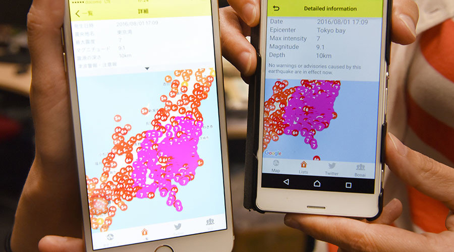 Click to enlarge Japanese smartphone earthquake warning