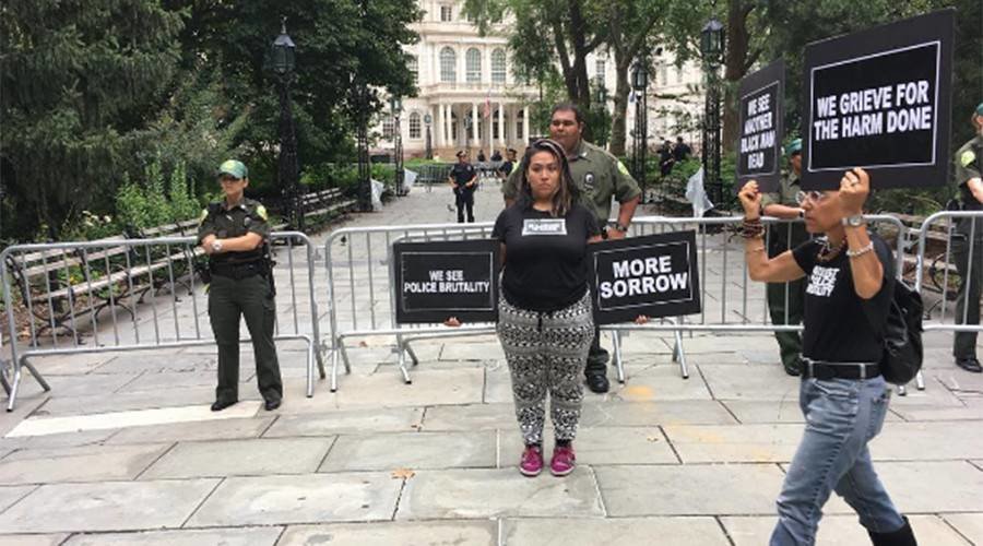 Click to enlarge police brutality protest NY city hall