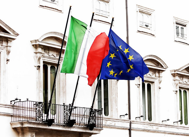 Italian and EU flags