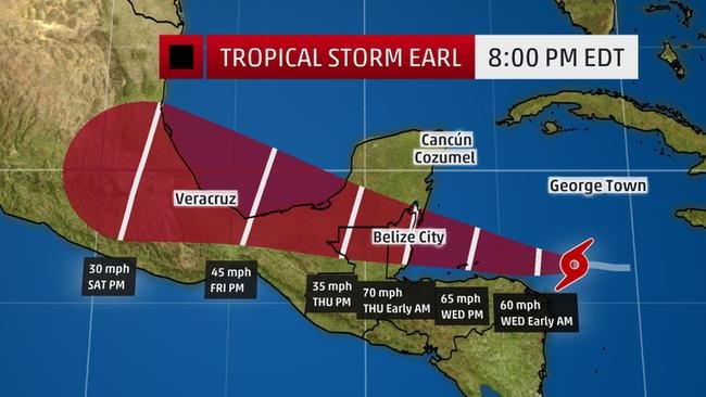 Projected path of TS Earl