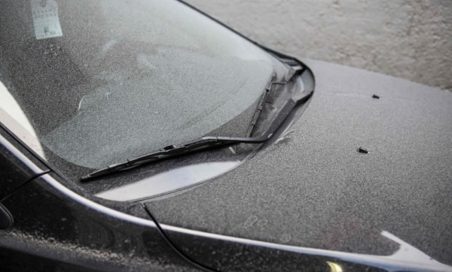 Car covered with ash in Mexico City