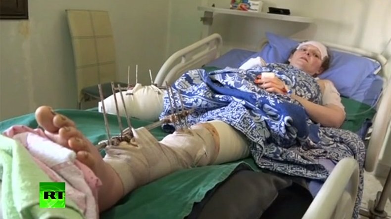 Injured Russian woman in Syria
