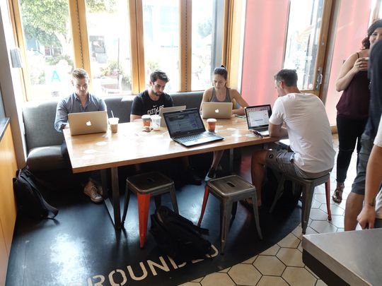 Click to enlarge Patrons at Bulletproof Coffee