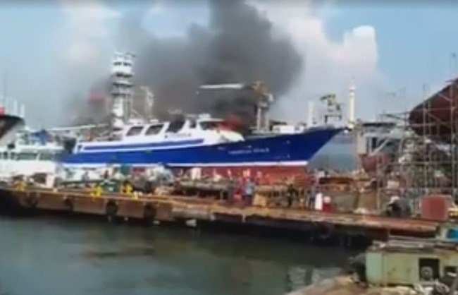Boat on fire