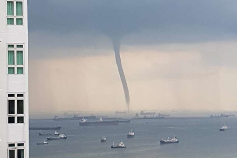 A large water spout was spotted off East Coast on Saturday.