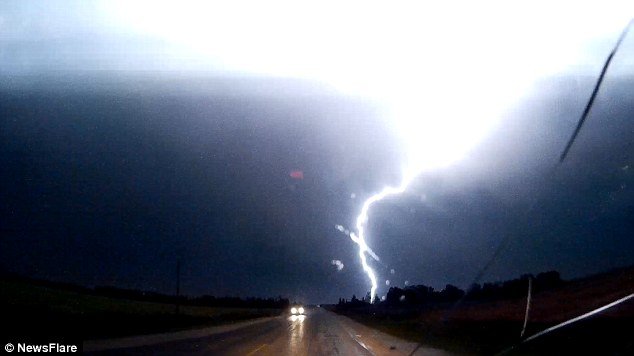 The shocking video was filmed on a highway on Wednesday night