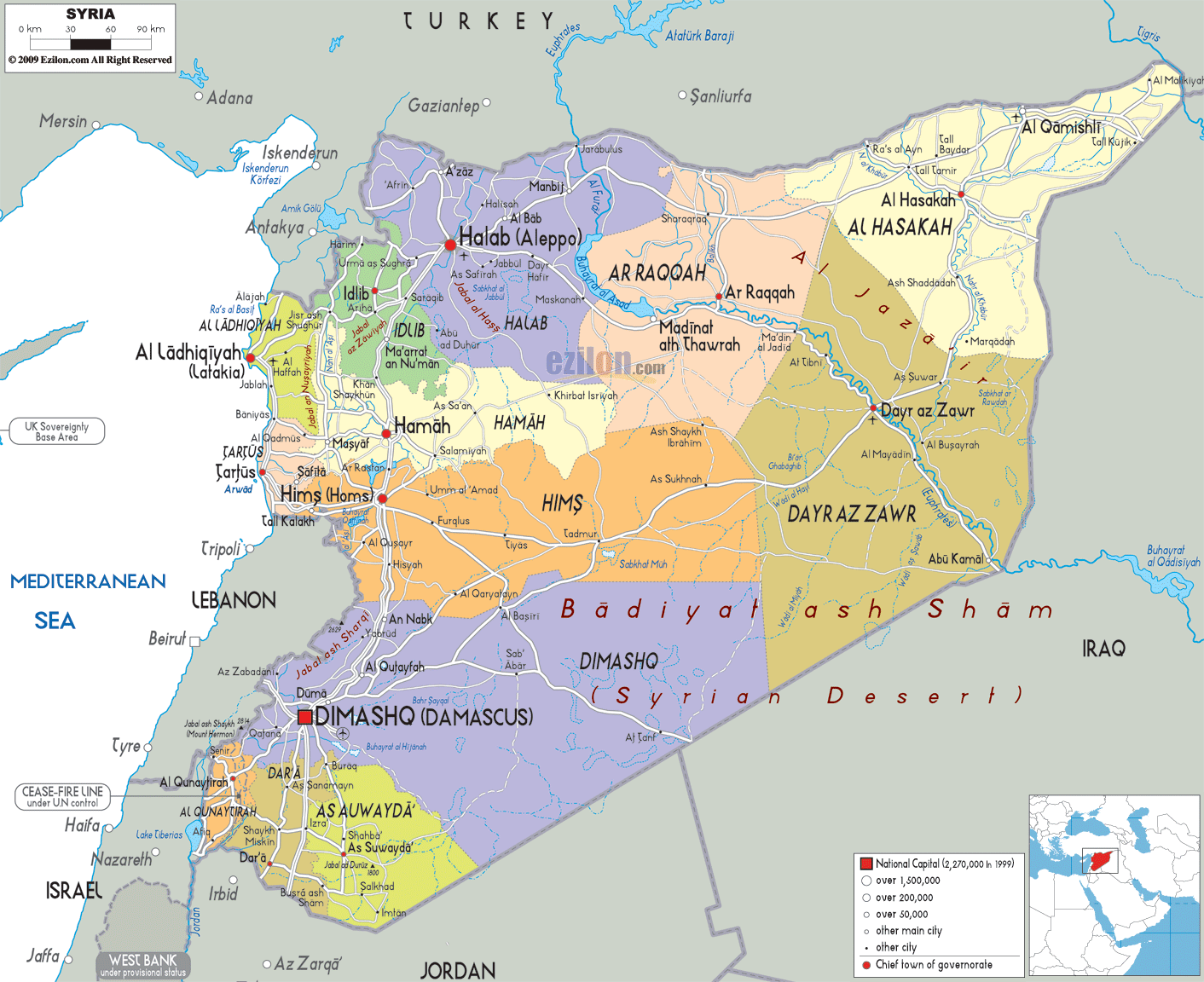 Political map of Syria