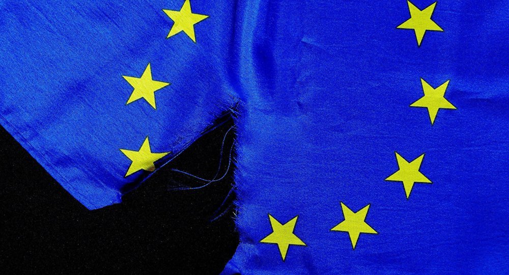 EU flag Brexit collapse