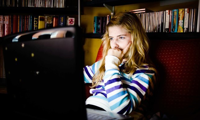 Click to enlarge Young girl using a computer