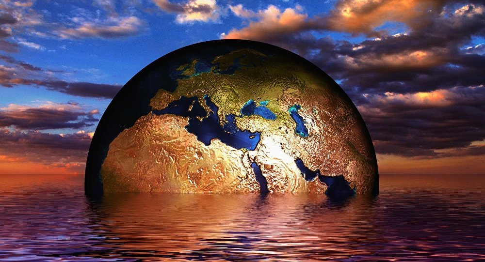 World in water graphic