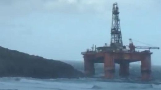 Oil rig washed ashore in Scotland