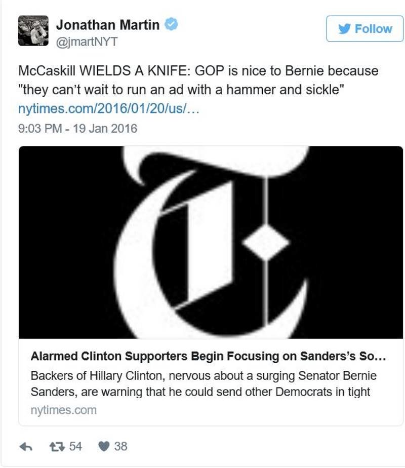 New York times smear bernie sanders