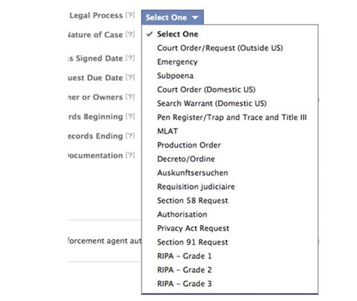 Click to enlarge Facebook Selections of legal process request