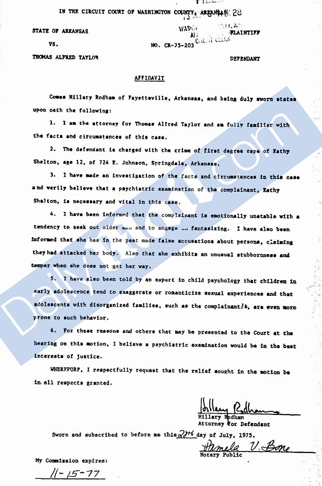 Click to enlarge Taylor affidavit