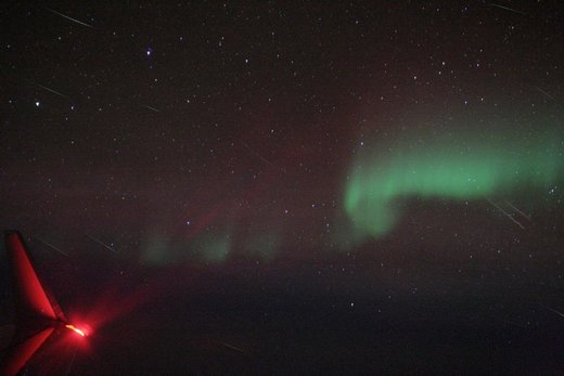 Click to enlarge Aurora and meteors