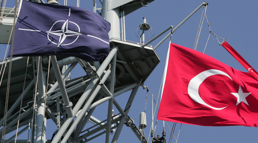 Click to enlarge Turkish and NATO flags