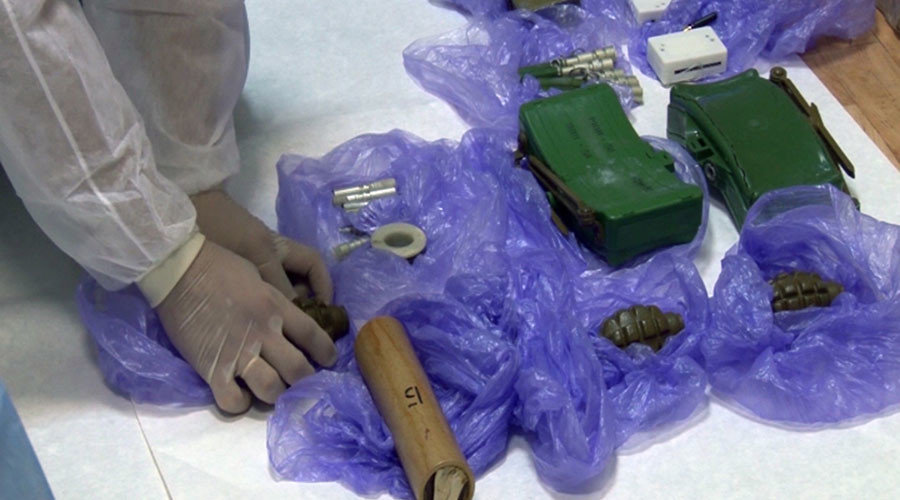 Click to enlarge Grenades and land mines found during detention of Ukrainian saboteurs detained by the Russian Federal Security Service in Crimea.