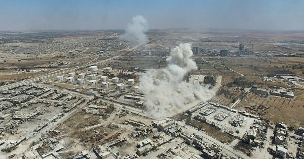 Click to enlarge Air strike on terrorists' facilities