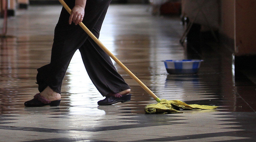 cleaning floor