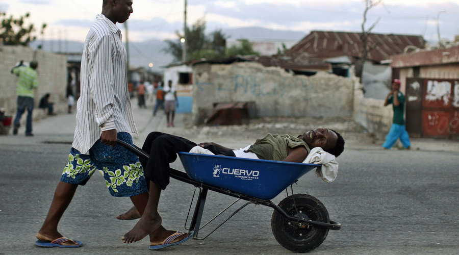Click to enlarge Haitian with symptoms of cholera