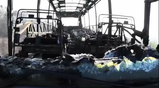 Click to enlarge Ukraine Fascists Burn Bus of Crimean Citizens