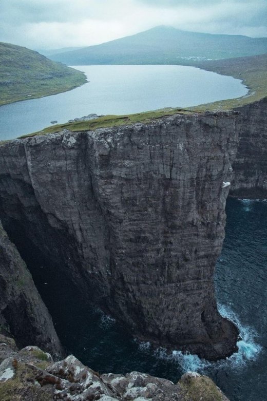 Click to enlarge Sørvágsvatn Lake Faroe Islands optical trick