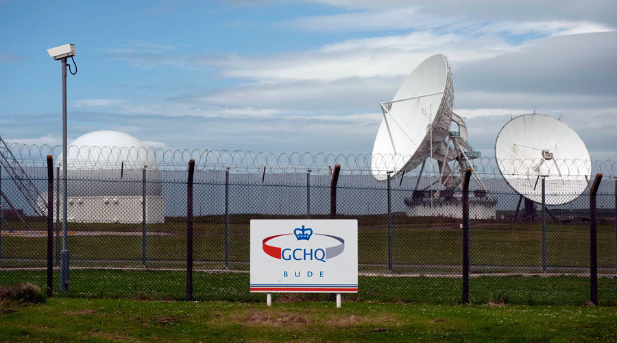 Satellite dishes are seen at GCHQ's outpost at Bude